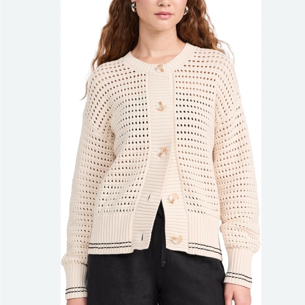 Cream Button-Up Knit Sweater